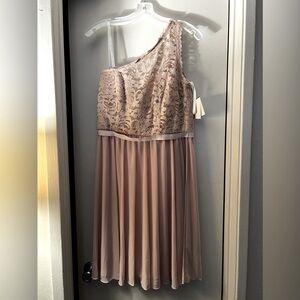 David’s Bridal, one shoulder lace, size 10 new with tags